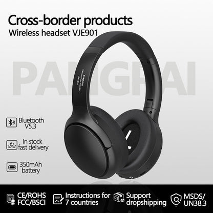 NNEDSZ Black VJE901 Wireless Bluetooth Over-Ear Headphones with Active Noise Cancelling